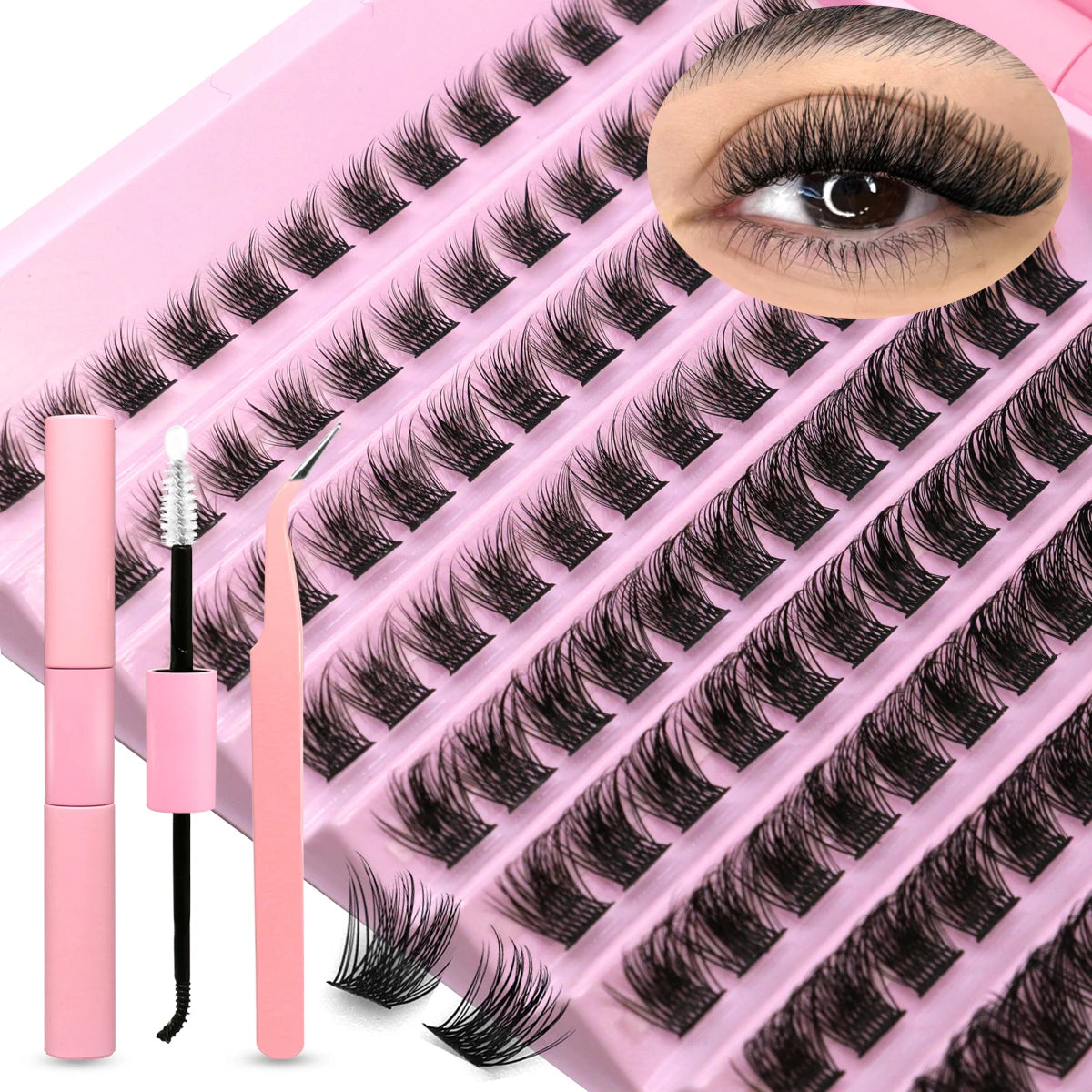 Ultimate DIY Eyelash Extension Kit - Individual Lash Clusters with Bond, Seal & Accessories