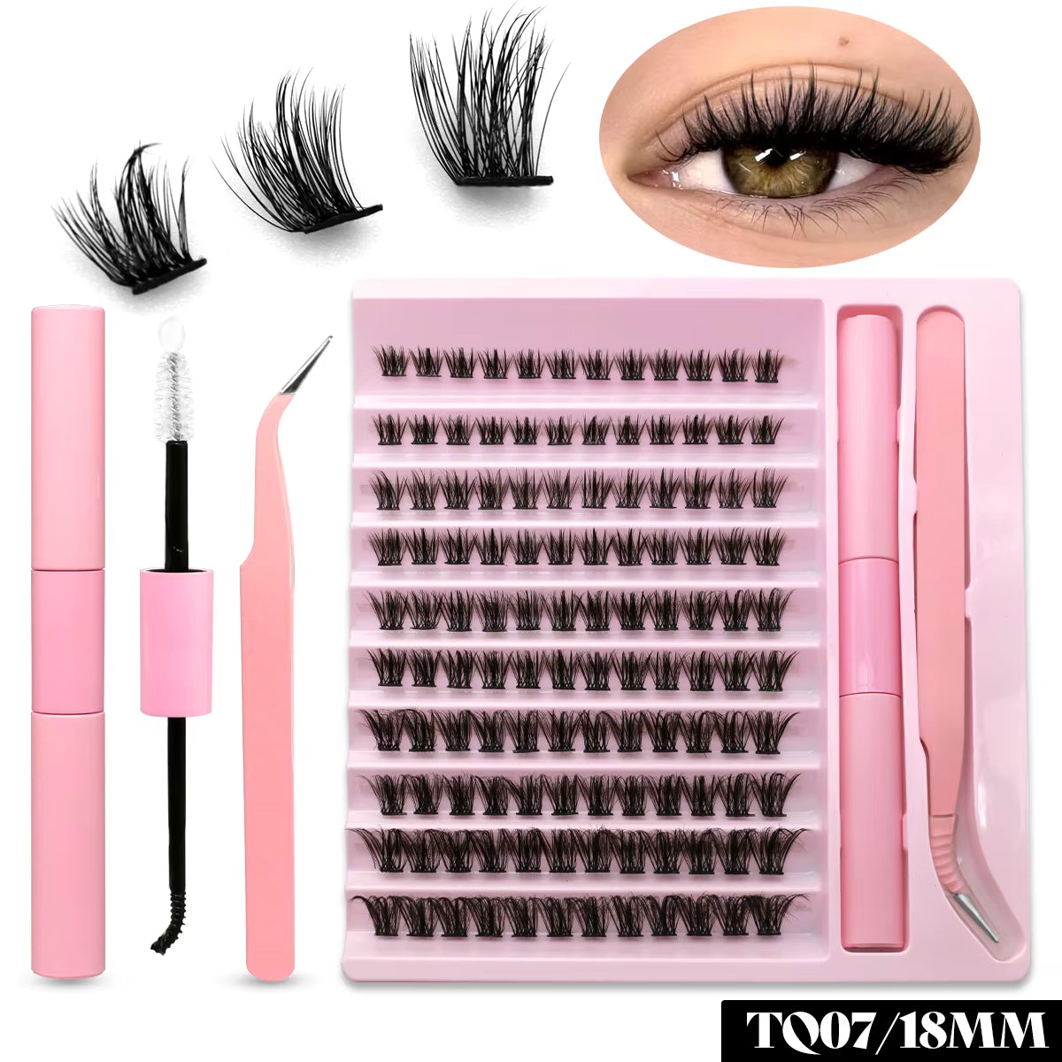 Ultimate DIY Eyelash Extension Kit - Individual Lash Clusters with Bond, Seal & Accessories