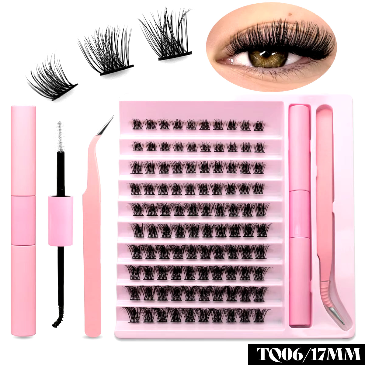 Ultimate DIY Eyelash Extension Kit - Individual Lash Clusters with Bond, Seal & Accessories