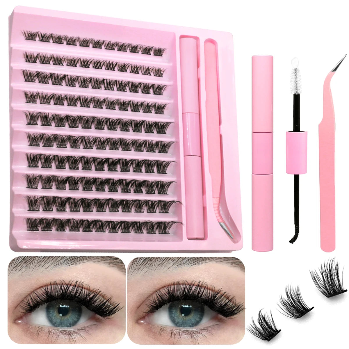 Ultimate DIY Eyelash Extension Kit - Individual Lash Clusters with Bond, Seal & Accessories